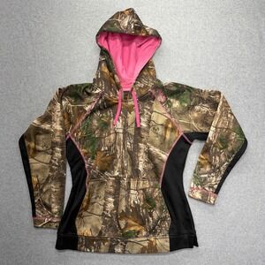 Gamehide Realtree Camo Pink Trim Hoodie Sweatshirt Fleece Lined Womens M‎